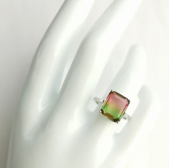 Watermelon Tourmaline Ring Sterling Silver size 6.75 🆕 - Picture 6 of 8